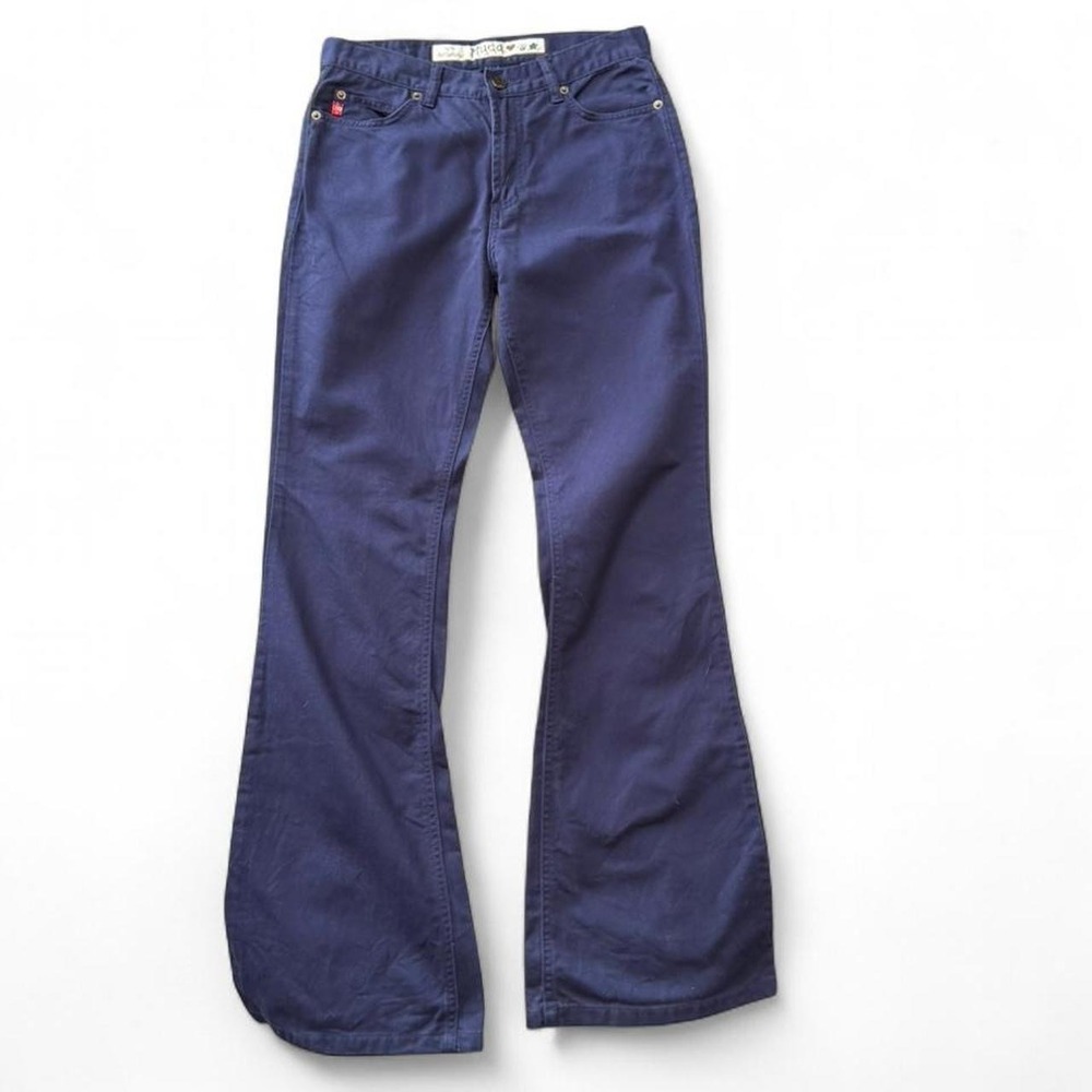 Vintage Y2K Mudd Navy Blue  Flare Twill Pants, Women's Size 7